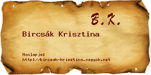 Bircsák Krisztina névjegykártya